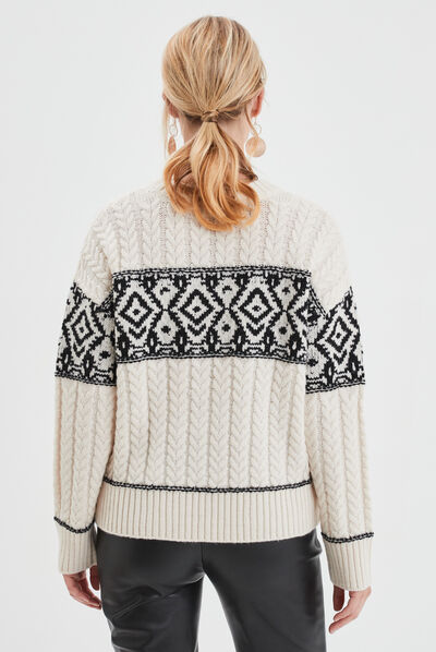 Pull avec torsades Liberto ecru femme
