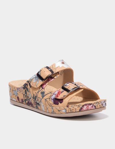 Mules avec boucles marron femme