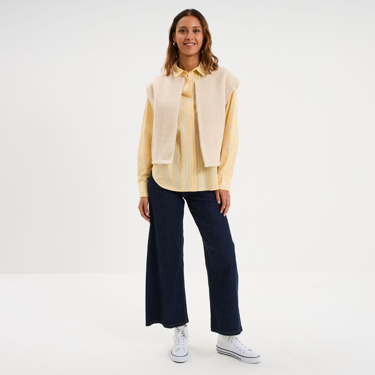 Veste sans manches sable femme