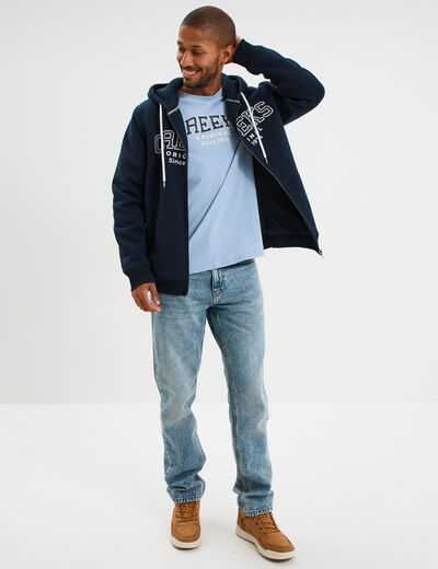 T-shirt col rond manches courtes coton bleu ciel homme