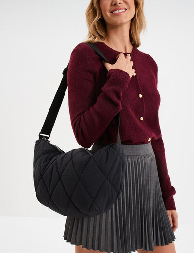 Sac banane matelass&eacute; noir femme