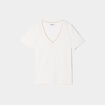 T-shirt col en V manches courtes blanc femme