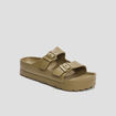 Mules de plage plateformes vert kaki femme