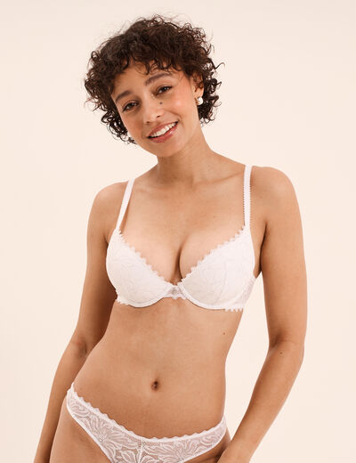 Soutien-gorge push up dentelle blanc femme