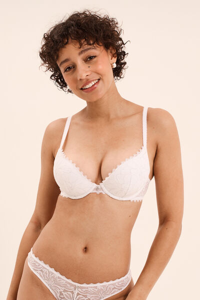 Soutien-gorge push up dentelle blanc femme