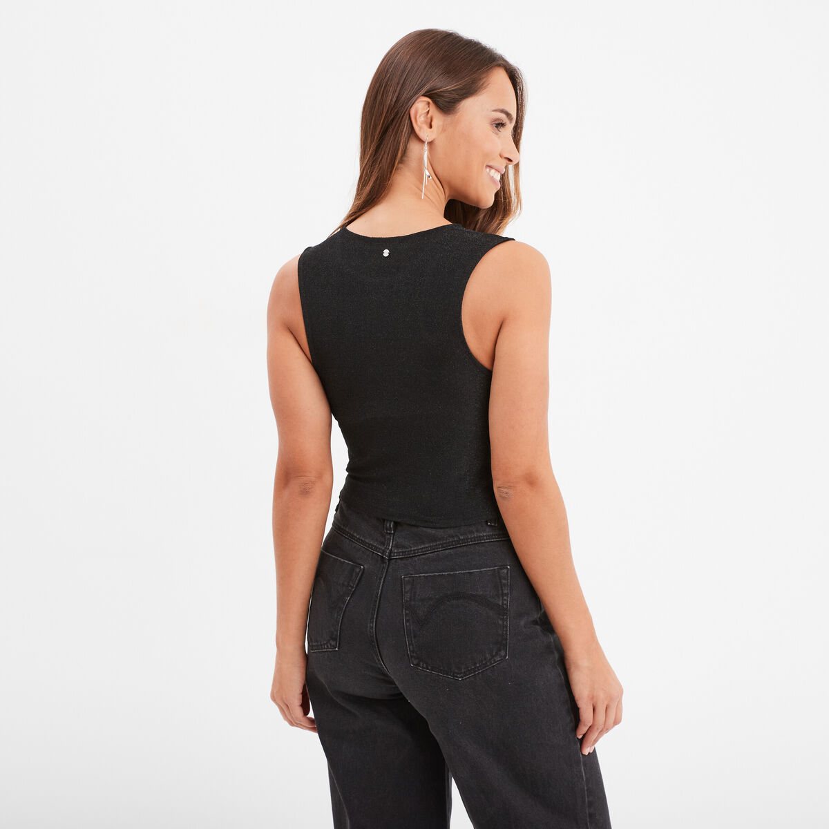 Débardeur cropped détail épaule Liberto noir femme