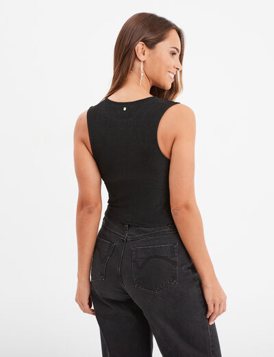 Débardeur cropped détail épaule Liberto noir femme