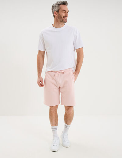 Short jogging molleton droit rose pastel homme