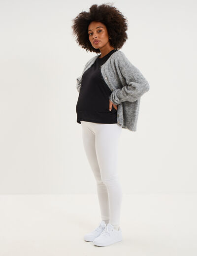 Legging grossesse en coton blanc femme maternit&eacute;