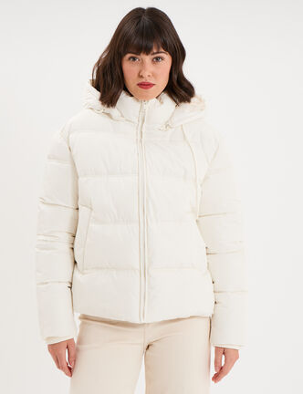 Doudoune &agrave; capuche zipp&eacute;e femme ecru femme