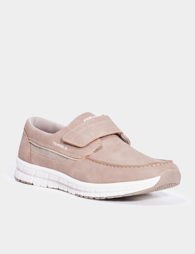 Chaussures bateau à scratchs sable homme