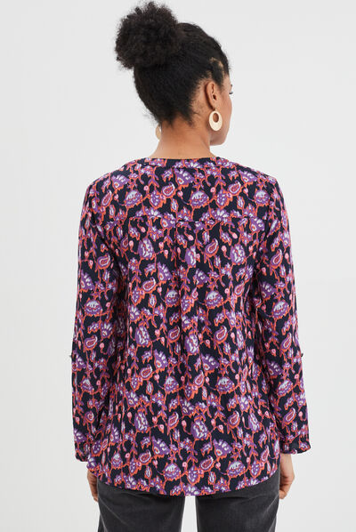 Blouse manches longues bleu marine femme
