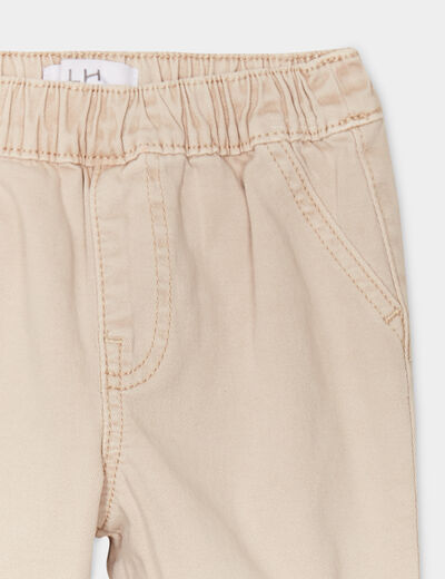 Pantalon jogger bas élastiqué coton beige bébé garçon