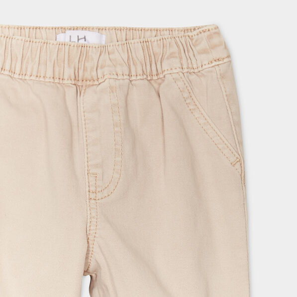 pantalon jogger bas elastique coton beige bebeg Pantalon jogger bas élastiqué coton beige bébé garçon