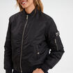 Blouson d&eacute;perlant col teddy noir femme