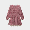 Robe courte patineuse &agrave; volants smock&eacute;e bordeaux fille