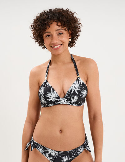 Haut de maillot de bain forme triangle ecru femme