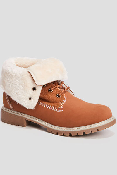 Bottines fourrées marron clair femme