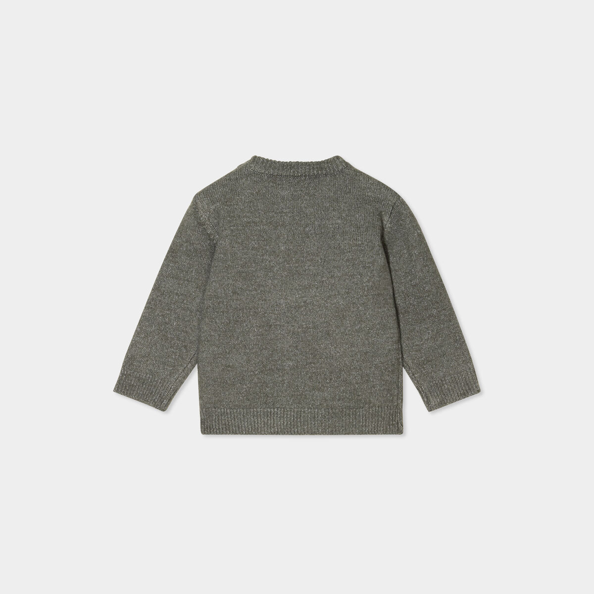 Pull manches longues épaule boutonnée vert kaki bébé garçon