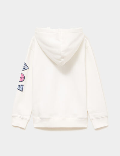 Sweat hoodie droit Stitch ivoire fille