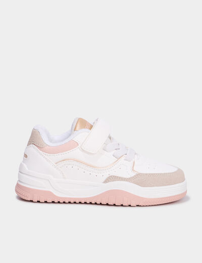 Tennis basses à scratchs blanc fille