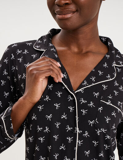 Ensemble pyjama chemise et pantalon noir femme