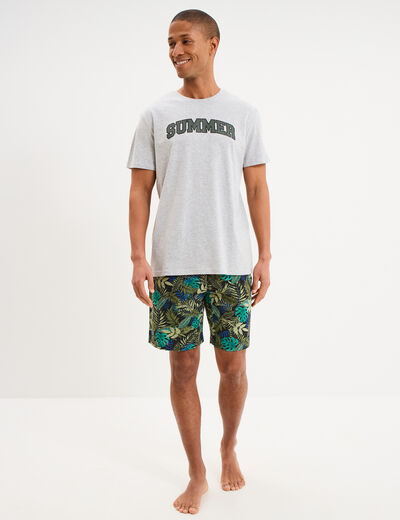 Ensemble pyjama short et t-shirt coton gris clair homme