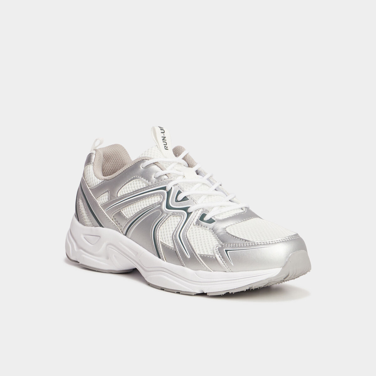 Baskets running &agrave; lacets gris argent homme