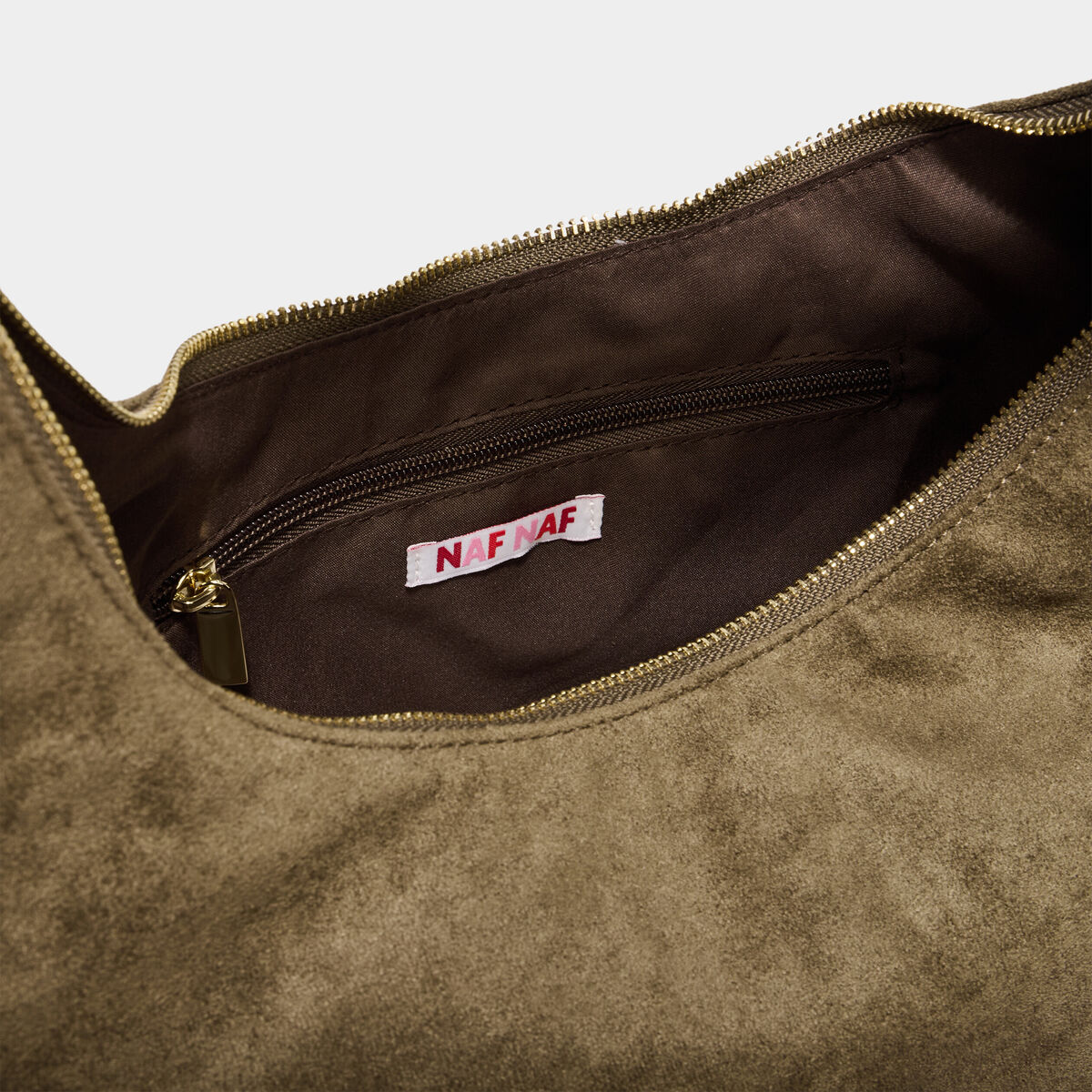 Sac port&eacute;-&eacute;paule effet su&eacute;dine vert kaki femme