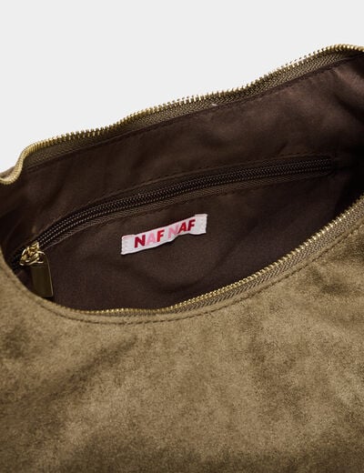Sac port&eacute;-&eacute;paule effet su&eacute;dine vert kaki femme
