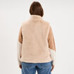 Gilet fausse fourrure col montant zipp&eacute; beige femme grande taille