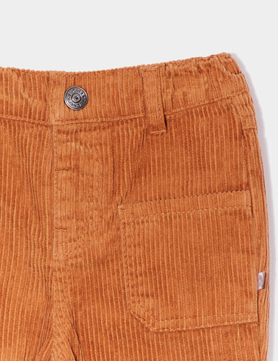 Pantalon droit velours côtelé marron cognac bébé garçon