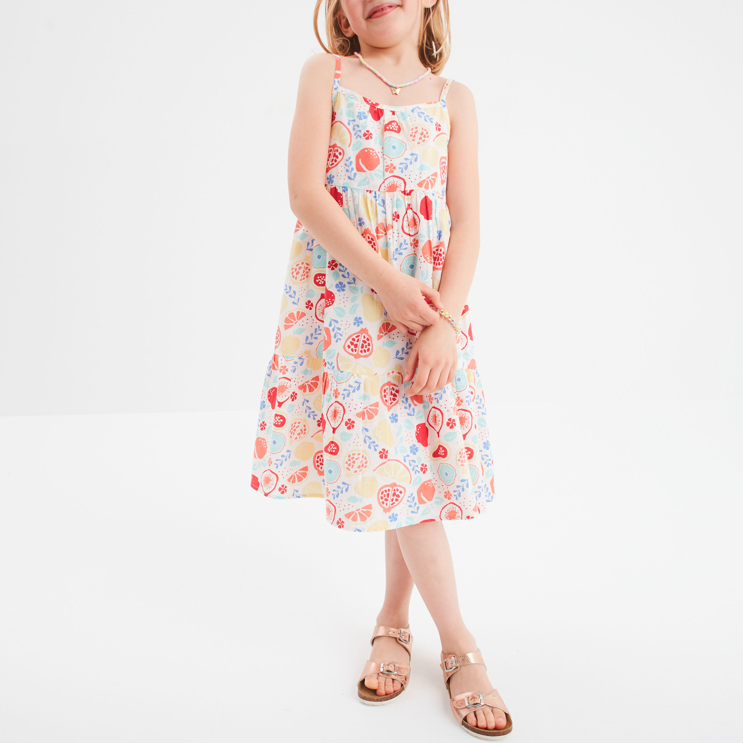 Robe courte à bretelles fines ecru fille LH