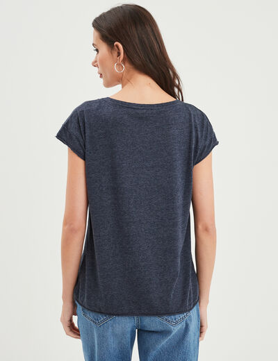 T-shirt col v poche poitrine Creeks bleu marine femme