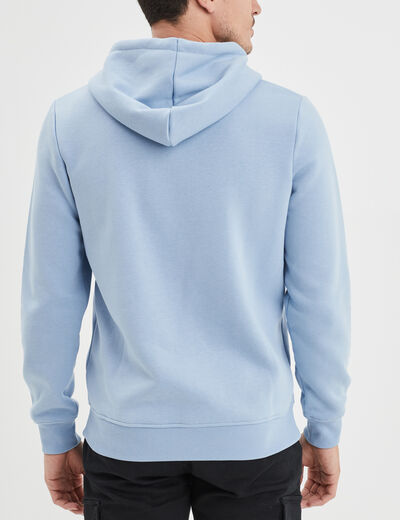 Sweat molleton &agrave; capuche hoodie bleu ciel homme