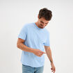 T-shirt droit en coton manches courtes bleu clair homme