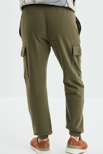 Pantalon jogging poches latérales vert kaki homme