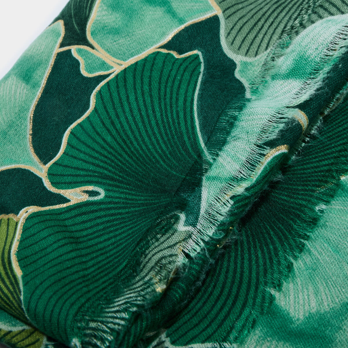 Foulard bords &agrave; franges fines vert femme