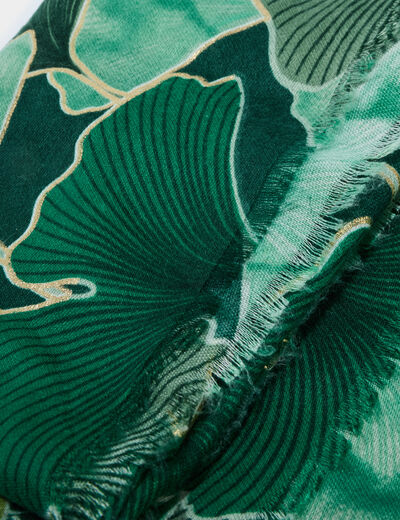 Foulard bords &agrave; franges fines vert femme