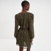 Robe fluide manches longues vert kaki femme