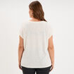 T-shirt droit manches courtes col rond ecru femme grande taille