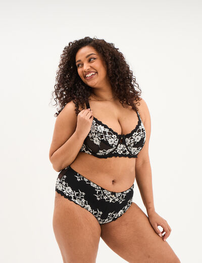 Shorty en dentelle noir femme grande taille