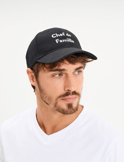 Casquette brod&eacute;e coton noir homme