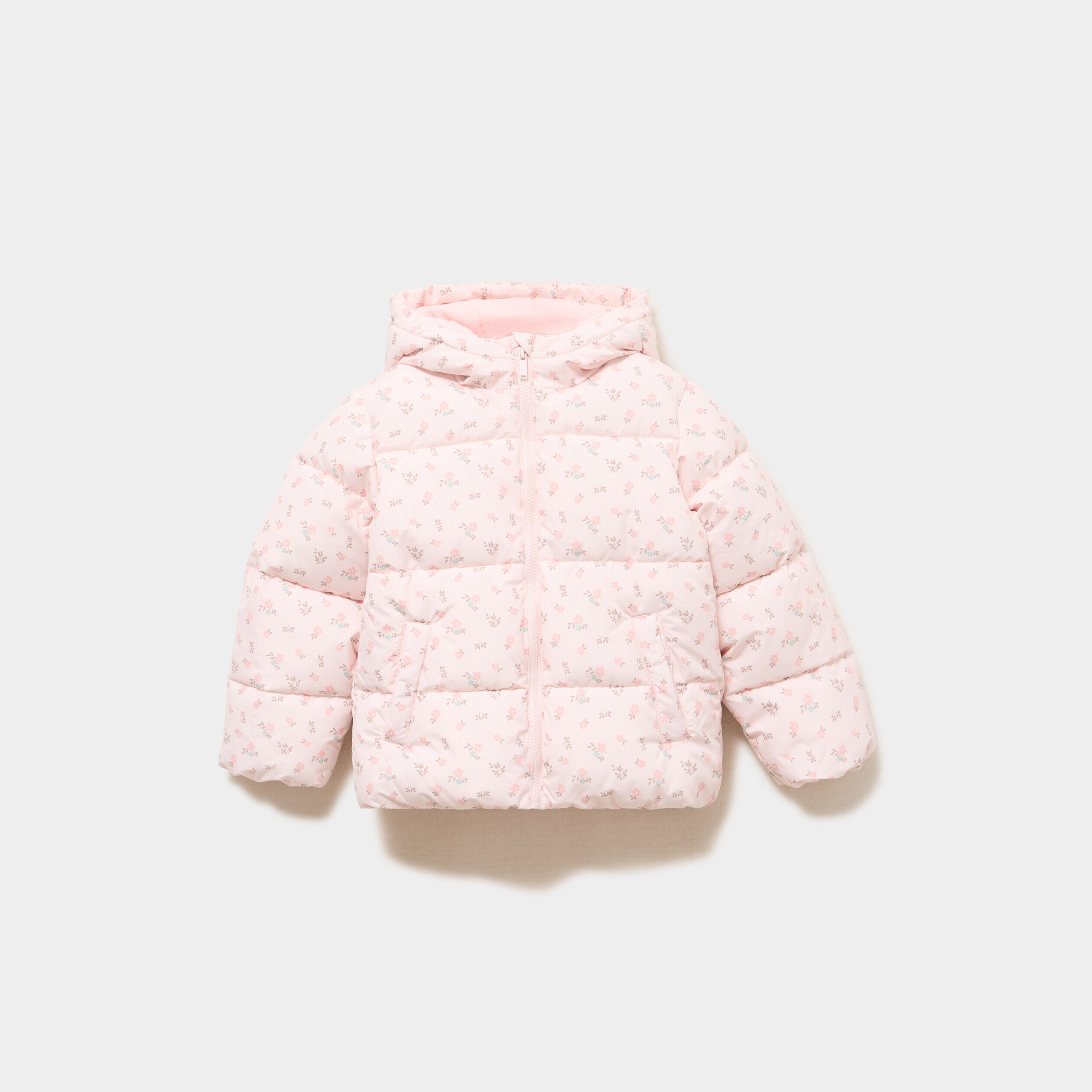 Doudoune zippée à capuche rose poudrée fille LH