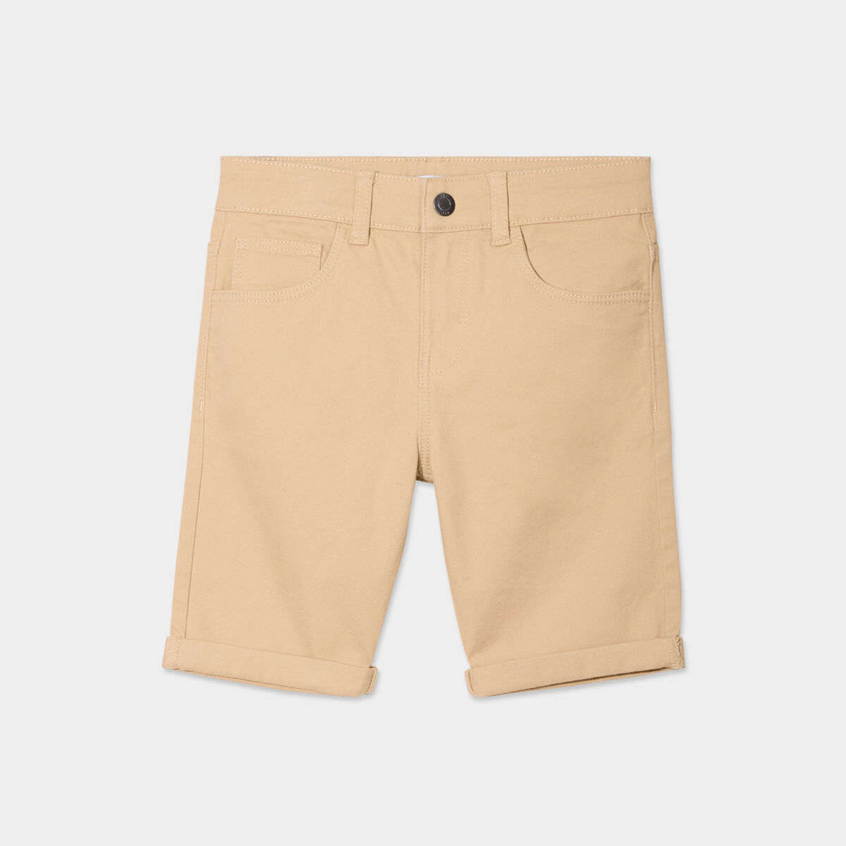Bermuda droit ajusté à ourlets beige garçon