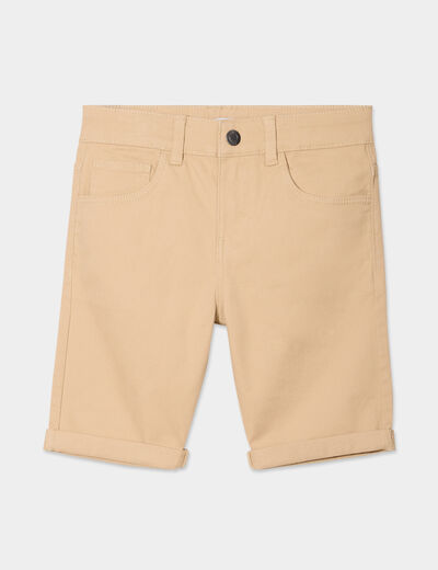 Bermuda droit ajusté à ourlets beige garçon