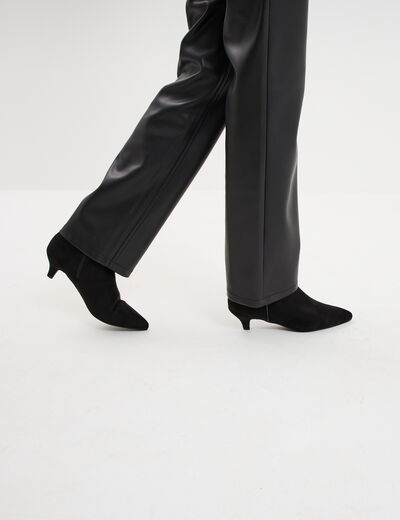 Boots effet su&eacute;dine kitten heels 2 cm noir femme