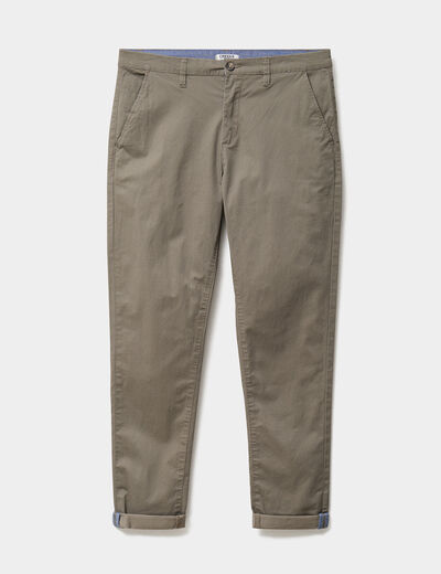 Pantalon chino slim stretch vert olive homme