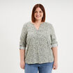 Blouse col tunisien manches 3/4 fluide vert kaki femme grande taille