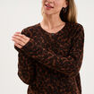 Gilet ajust&eacute; col rond manches longues marron femme